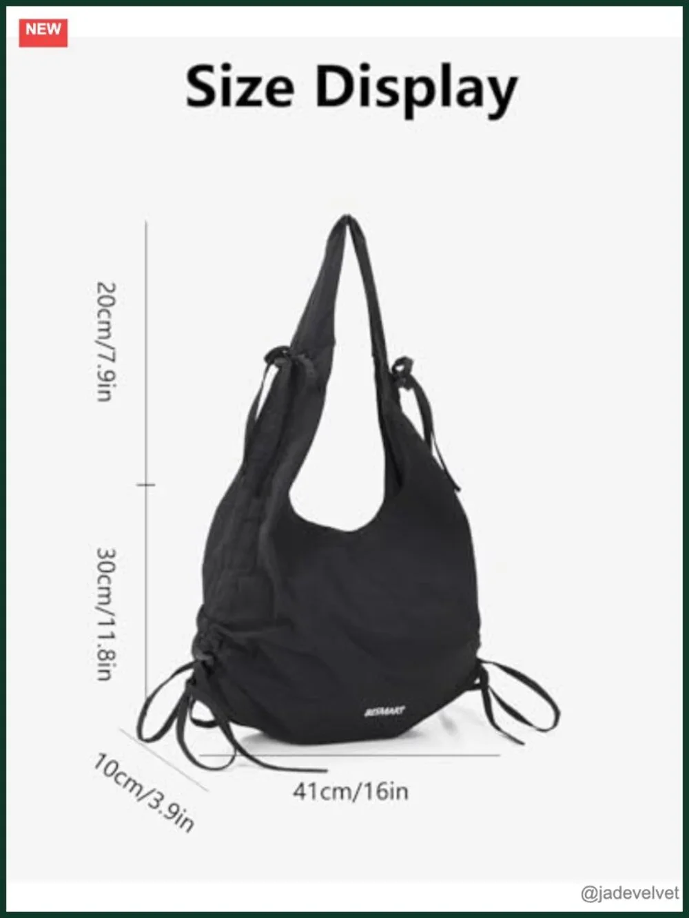 Large Nylon Hobo Bag with Magnetic Closure, Crossbody Tote, Shoulder Bag for